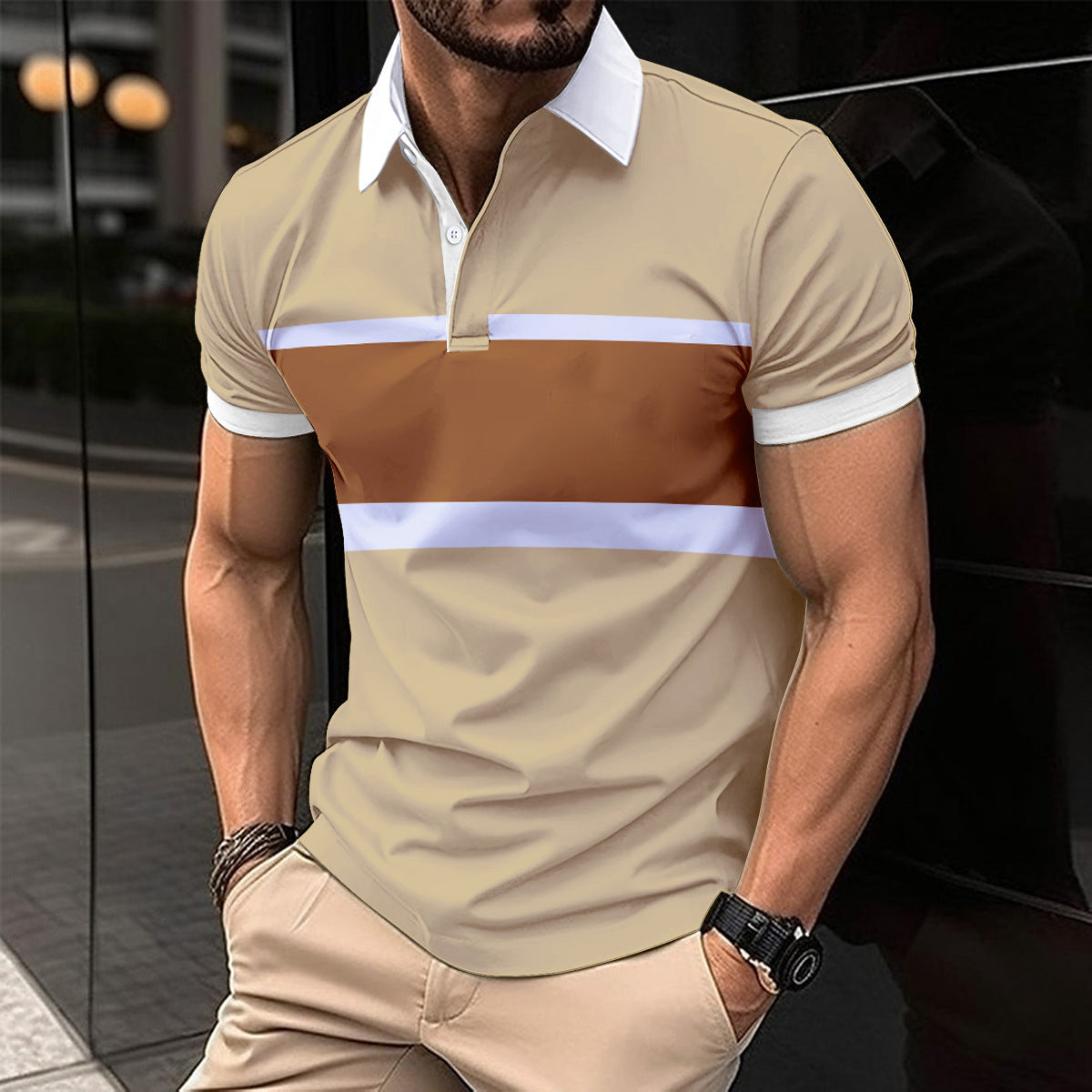 Digital Printing Men's Short Sleeve Casual