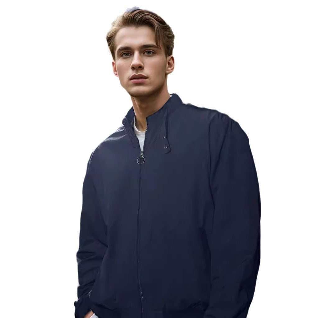 Solid Color Zip Ribbed Jacket Coat